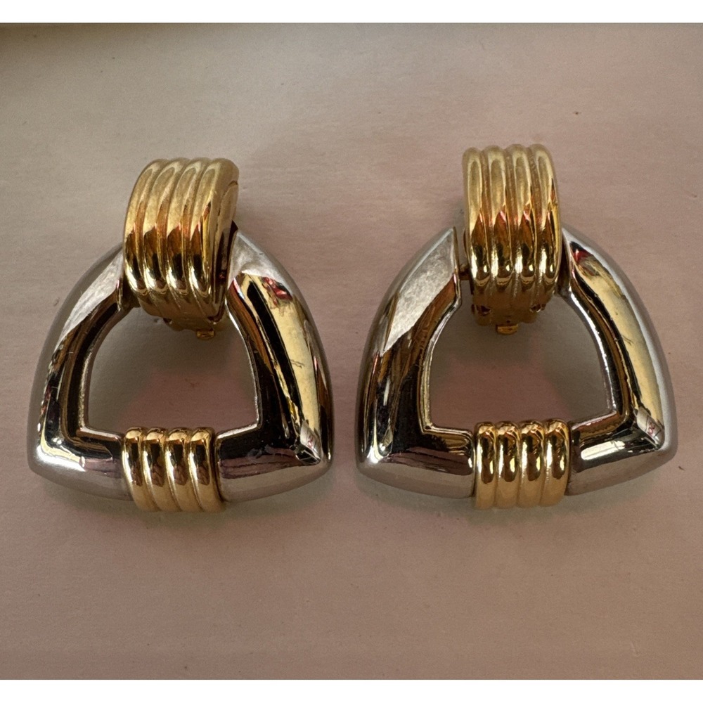 Givenchy Two-Tone Gold and Silver Statement Clip Earrings